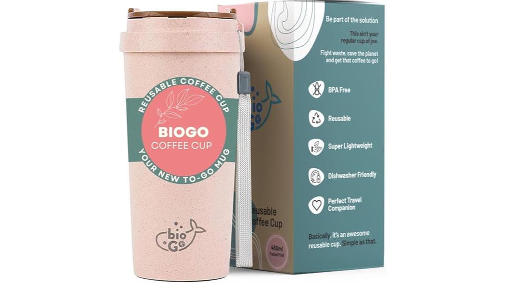 pink reusable travel mug